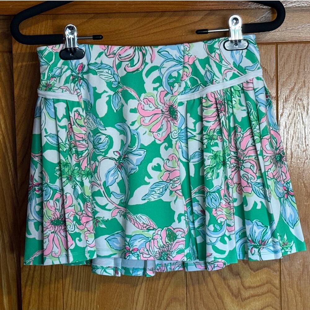 Lilly Pulitzer Luxletic Bacio Skort Spearmint Blossom Views XS - Picture 2 of 11